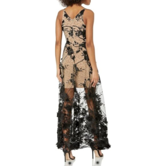 **Dress the Population** Sidney Plunging Gown Sleeveless Floral Large NWT - Picture 2 of 8